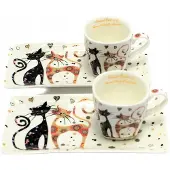 Queen Isabell Elegantes Set zwei Espresso-Tassen 80ml Katzen