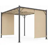 Northio Gartenpergola 3x4M Stahlrahmen mit beigem Sonnendach
