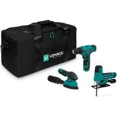 Vonroc Werkzeugset 12V | Inkl. 3 Werkzeugen, 3 Akkus und Werkzeugtasche
