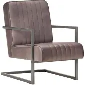 vidaXL Freischwinger Sessel Distressed Braun Echtleder