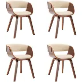 vidaXL Esszimmerstühle 4 Stk. Creme Bugholz und Kunstleder