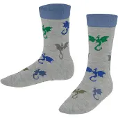 Falke Flying Dragons Kinder Socken, 35-38, Grau, Motiv,Tier, Baumwolle