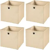 Merkloos Set aus 4 Creme Faltboxen, Faltbare Aufbewahrungsboxen