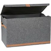 Merkloos Premium Aufbewahrungsbox mit Deckel, Groß, Grau aus Leinen