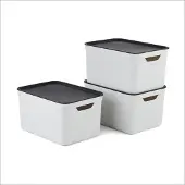 Merkloos Set aus 3 Dekorativen Aufbewahrungsboxen mit Deckel 16L