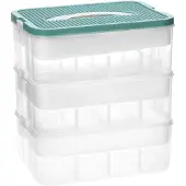 Merkloos Aufbewahrungsbox mit Deckel, 3-lagig Transparent mit Verstellbaren Fächern