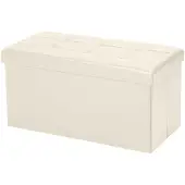 Merkloos Aufbewahrungsbox 80 Liter - Klappbank mit Stauraum, Hellbeige