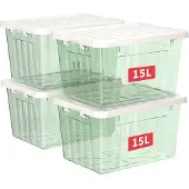 Merkloos Set aus 4 transparenten Aufbewahrungsboxen 15L