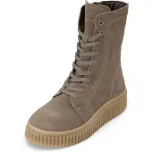 Marc O'Polo Schnürboots "Model Bianca 55", Damen, Gr. 42, Synthetik, braun, Veloursleder, unifarben, Schuhe Schnürboots, Schnürstiefelette, Plateauboots mit Ziernähte