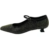Marc Ellis Damenschuhe mit flachem Absatz aus echtem Leder, schwarz, mit goldenen Nieten