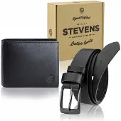 Stevens Leder Portemonnaie und Gürtel Geschenk-Set Herren