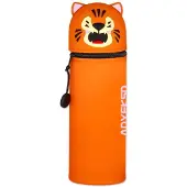 OEM Silikonen 2-in-1 Etui mit Rits, Pennenzak, Stiften, Kawaii Büropenhalter mit Tiger-Design