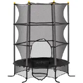 HOMCOM Kinder Trampolin Ø163 cm, Trampolin für Kinder 3-10 Jahre, Schwarz