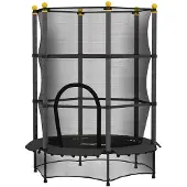 HOMCOM Kinder Trampolin Ø140 cm, Trampolin für Kinder 3-10 Jahre, Schwarz