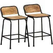 vidaXL Barhocker 2 Stk. 46x35,5x70 cm Raues Mango Massivholz