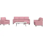 vidaXL 4-tlg. Sofagarnitur mit Kissen Rosa Samt