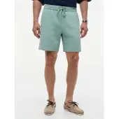 Tommy Hilfiger Chinoshorts "DOVER", Herren, Gr. 33, N-Gr, grün (minty grau), Web, Obermaterial: 71% Leinen, 29% Polyester, regular fit kniefrei, Hosen Chinoshorts, aus Leinenmix, elastischer Bund