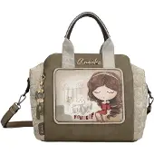 Merkloos Beige Handtasche mit Reißverschluss