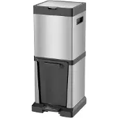 HOMCOM Mülleimer 20+14L Treteimer Abfalleimer mit Deckel Fußpedal Kippfach
