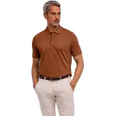 Falke Essential Herren Polo Shirt, 3XL, Braun, Struktur,Uni, Baumwolle