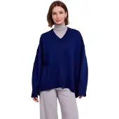 Falke Damen Pullover, XL-XXL, Blau, Uni, Schurwolle