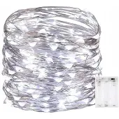 Raltek LED-Weihnachtslichter 100 Dioden 10 m Draht Batterie kaltweiß Girlande