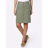 HEINE Sommerrock "Rock Sommerrock mit Knopfleiste", Damen, Gr. 36, khaki, Web, Stoff, , Modisch, Röcke Sommerrock