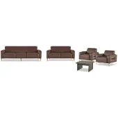 AEA Exklusive Braune Arbeitszimmer Möbel Designer Couchtisch Sessel 2x Sofas