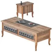 AEA Schreibtisch Kommode Stauraum Braun Klassisch Natürlich Arbeitszimmer-Set