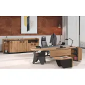 AEA Garnitur Büro Schreibtisch Bürotisch Set 4tlg Holz Braun Kommode Groß