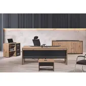 AEA Tisch Büro Möbel Arbeitszimmermöbel Schreibtisch Set 4tlg Holz Schwarz