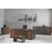 Xl Moebel Gmbh Komplettbüro Bürotisch Büromöbel Schreibtisch Set 4tlg Holz Braun Büro