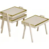 AEA Couchtisch-Set aus Holz in Beige modern elegant
