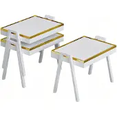 AEA Elegantes weißes Couchtisch-Set aus Holz im modernen Stil