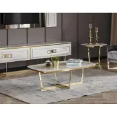 AEA Moderner weißer Couchtisch aus Holz und Metall