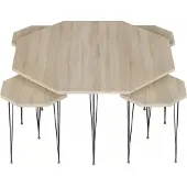 AEA Eleganter Holz-Couchtisch mit Beistelltischen in Braun