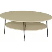 AEA Moderner Beigefarbener Couchtisch aus Holz mit Edelstahl