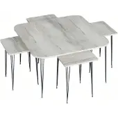 AEA Grauer Holz-Couchtisch mit Beistelltischen modern