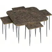 AEA Eleganter Holz-Couchtisch mit Beistelltischen in Braun, modernes