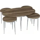 AEA Eleganter brauner Holz-Couchtisch mit Beistelltischen im stilvollen