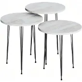 AEA Elegantes Beigefarbenes Couchtisch-Set aus Holz und Metall