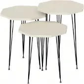 AEA Elegantes weißes Couchtisch-Set aus Holz und Metall im modernen Stil