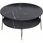 AEA Eleganter schwarzer Couchtisch aus Holz mit Edelstahl-Design