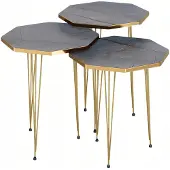 AEA Elegantes graues Couchtisch-Set aus Holz und Edelstahl