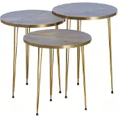 AEA Elegantes graues Couchtisch-Set aus Holz und Edelstahl