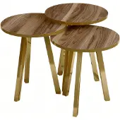 AEA Elegantes braunes Couchtisch-Set aus Holz und Metall