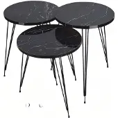 AEA Elegantes schwarzes Couchtisch-Set aus Holz und Metall