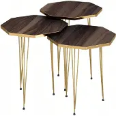 AEA Elegantes braunes Couchtisch-Set aus Holz und Edelstahl