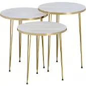 AEA Moderner Beiger Couchtisch aus Holz und Edelstahl