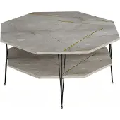 AEA Moderner grauer Couchtisch aus Holz mit Edelstahlrahmen
